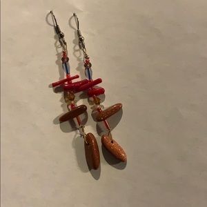 Coral and sunstone earrings